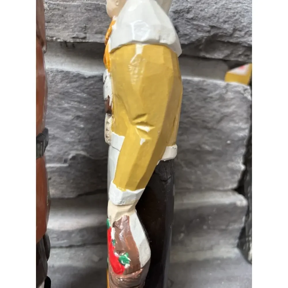 Vintage Hand Painted Wood Carved Harvest Pilgrims Man Woman Cottagecore Prairie
